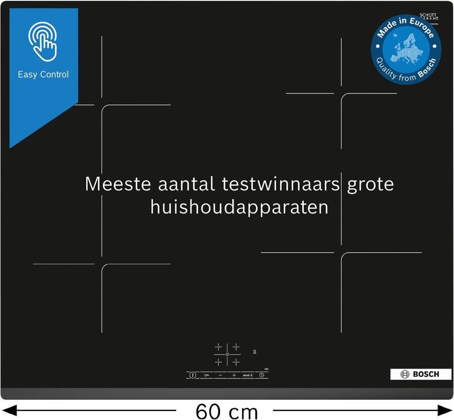 Bosch PIE63KBB5E Serie 4 Inbouw Inductiekookplaat -Nog sneller koken met PowerBoost 60 cm