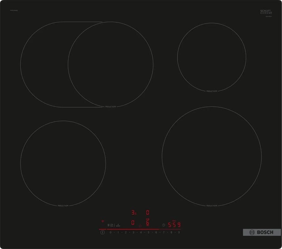 Bosch PIF61RHB1E Inbouw elektrische kookplaat Inductie Zwart Home Connect Multitouch+ 4 kookzones