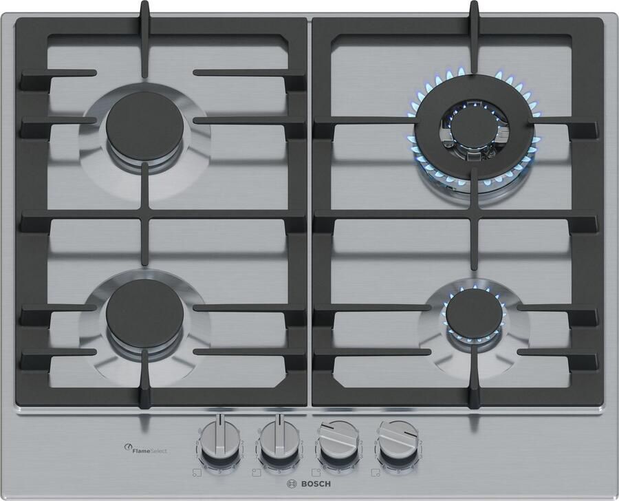 Bosch Serie 6 Inbouw Gaskookplaat 4-Pits Roestvrij Staal