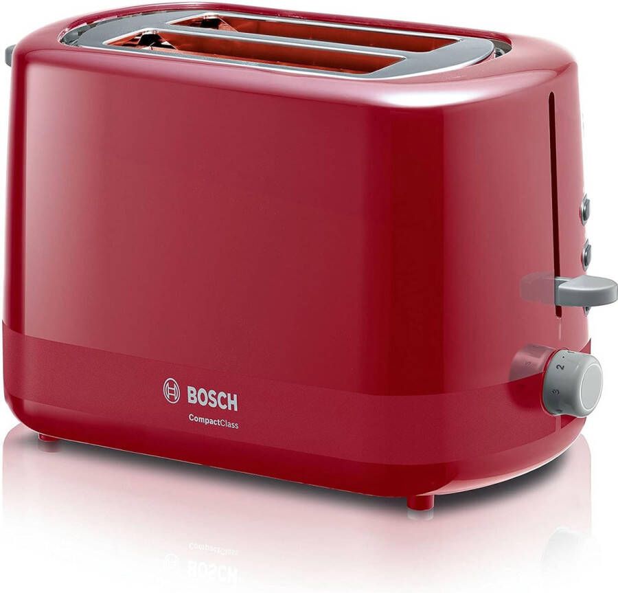 Bosch CompactClass TAT3A114 Compact broodrooster 2 snede(n) Rood Kunststof Knoppen Draaiknop 800 W 220 240 V