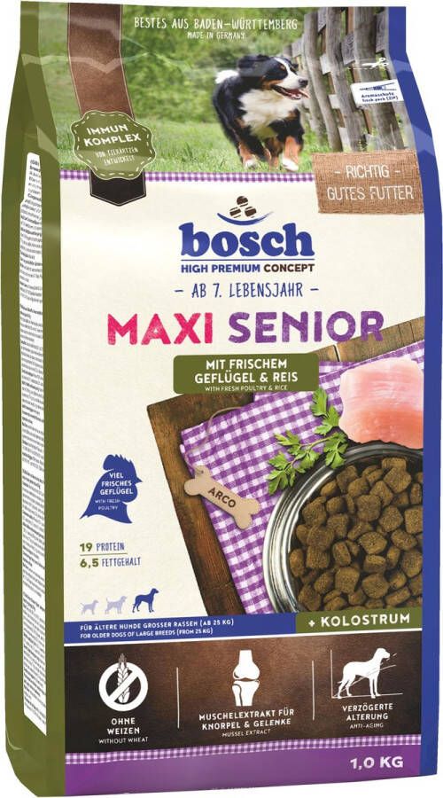 Bosch Hundefutter Maxi Senior Geflügel 1er Pack (1 x 12.5 kg) 12 5 kg Gevogelte Rijst