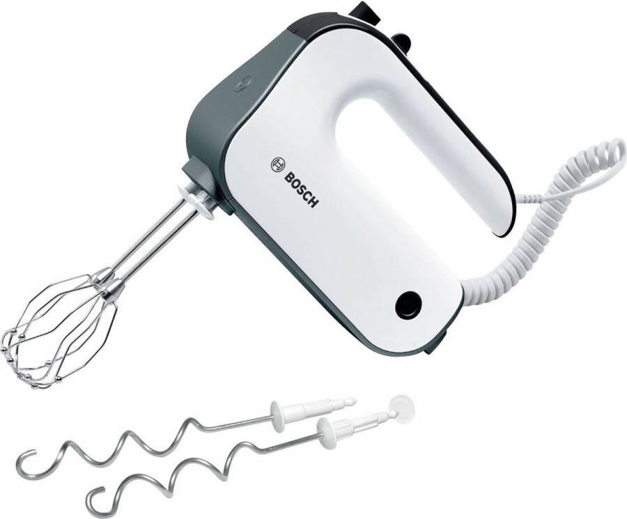 BOSCH Handmixer MFQ49300 roestvrijstalen garde deeghaak 5 standen spiralkabel Turboknop soft-touch handgreep lichtgewicht behuizing gemaakt in Europa