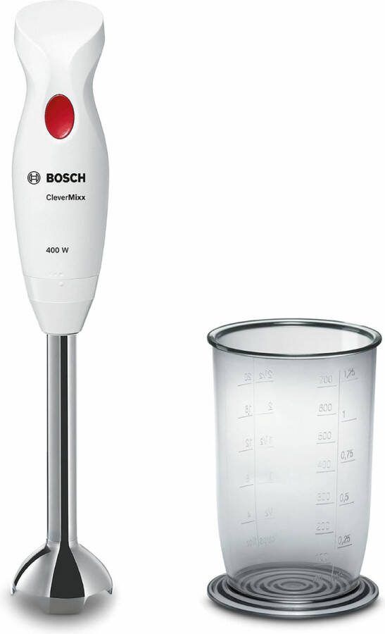 BOSCH Staafmixer CleverMixx MSM24100 mixbeker ergonomische grip Made in Europe wit rood