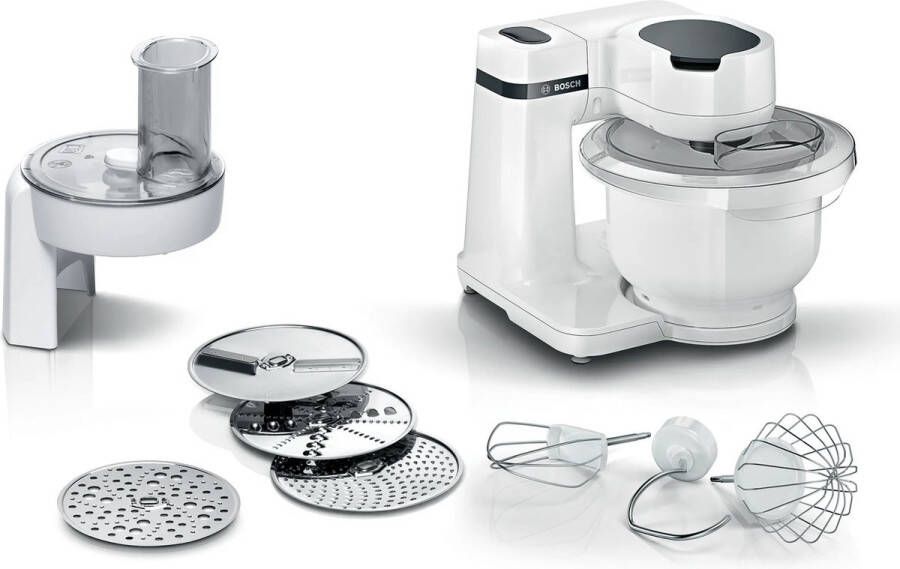 BOSCH Keukenmachine MUMS2EB01 MUM Serie 2 Continu rasp- en snijapparaat 3 raspschijven patisserieset edelstaal