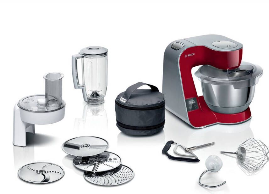 BOSCH Keukenmachine Serie 4 MUM5X720 geïntegreerde weegschaal continu rasp- en snijapparaat mixer rood