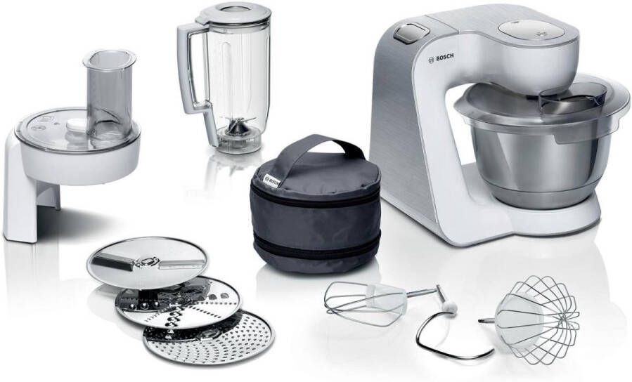 BOSCH Keukenmachine Serie 4 MUM58L20 continu rasp- en snijapparaat mixer grijs 3 schijven kom kneedhaak mix- siliconen garde vaatwasserbestendig - Foto 2