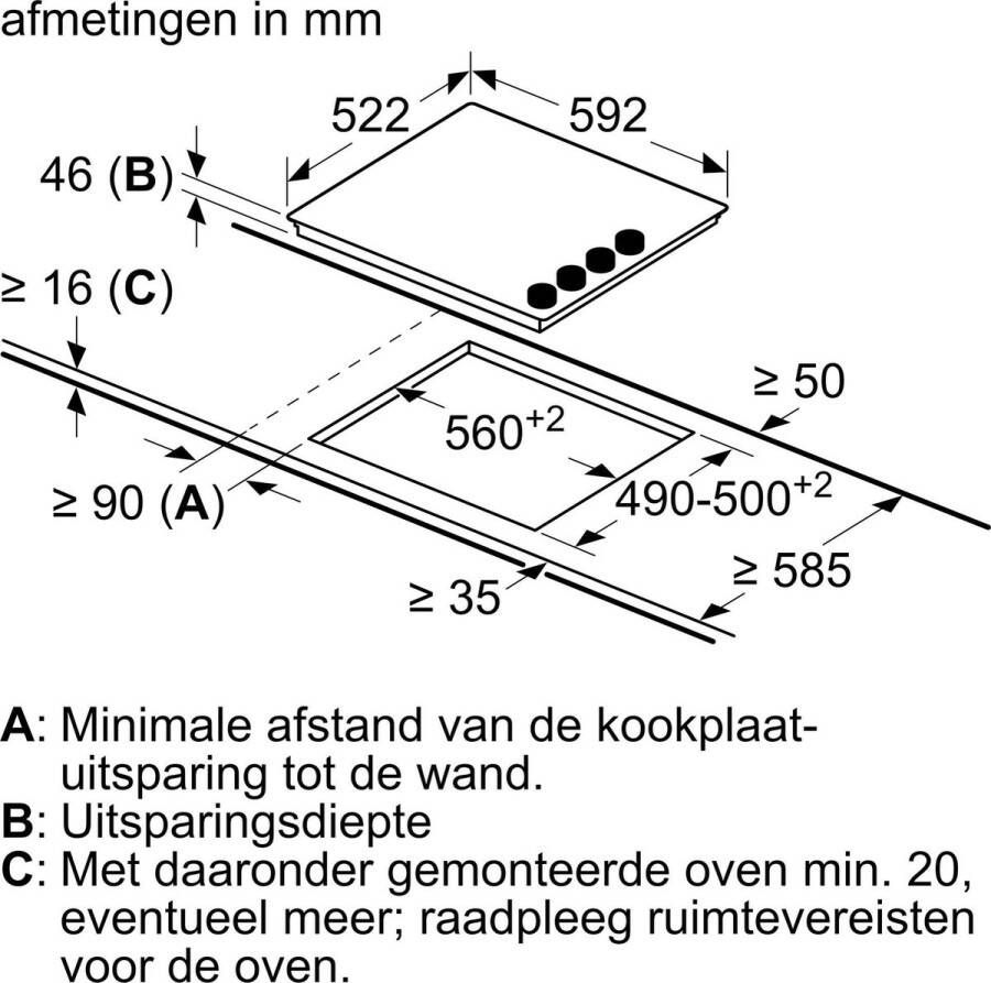 Bosch PKE611CA3E Inbouw keramische kookplaat Zwart