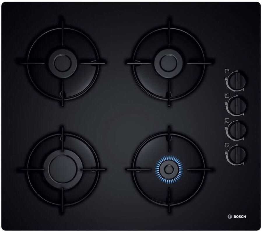 Bosch POP6B6B10 Gaskookplaat 4 branders 7400W L56 x D48cm Gehard glas coating Zwart - Foto 2