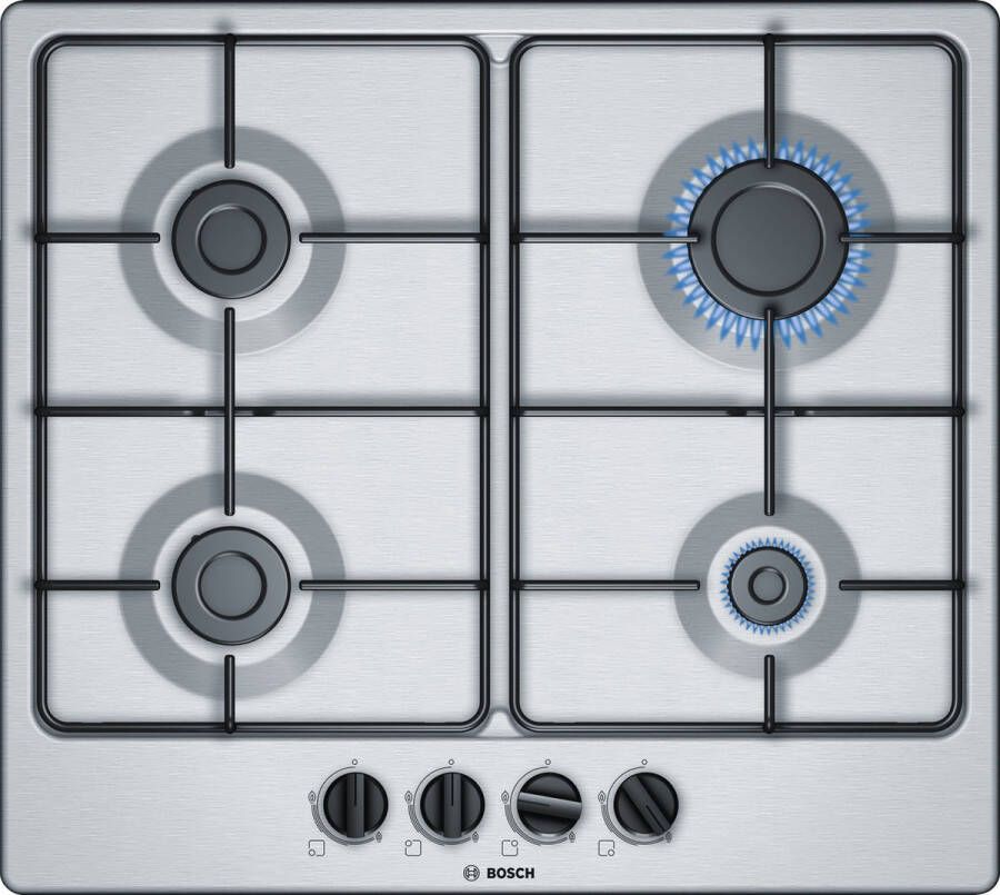 Bosch Serie 4 PGP6B5B85 plaque Acier inoxydable Intégré (placement) 58 cm Gaz 4 zone(s)