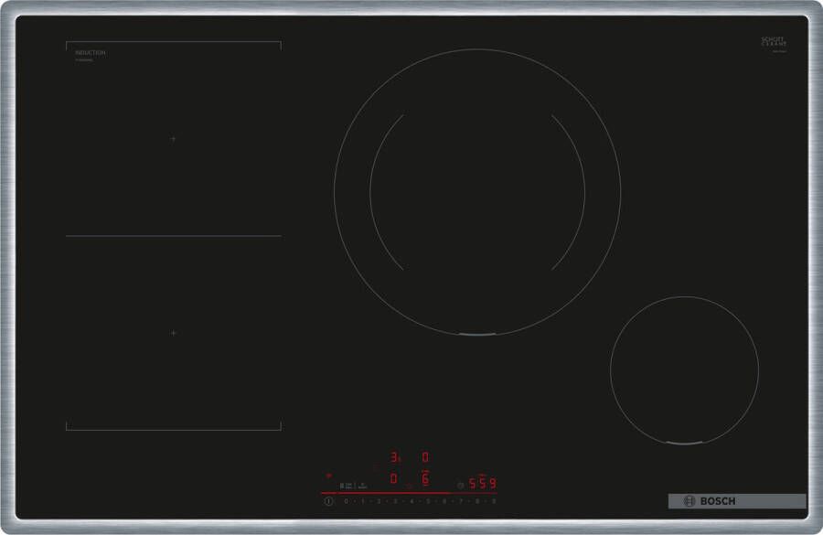 Bosch Serie 6 PVS845HB1E kookplaat Zwart Ingebouwd 80 cm Inductiekookplaat zones 4 zone(s)