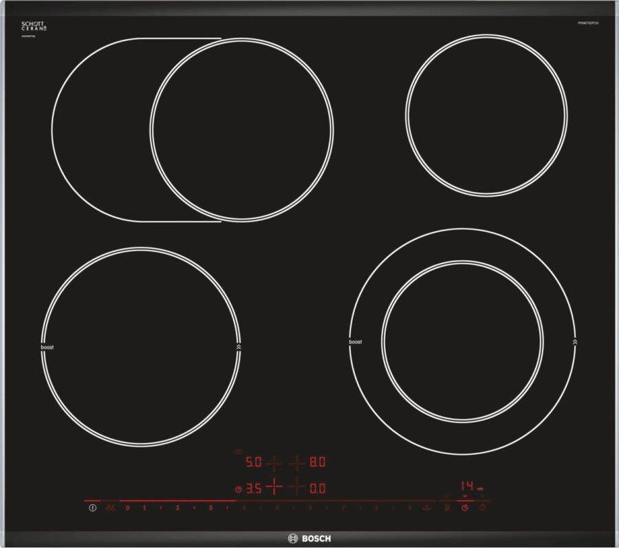 BOSCH Elektrische kookplaat van SCHOTT CERAN PKN675DP1D Power Boost voor snel verhitten en koken