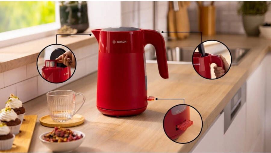 Bosch Twk2M164 Mymoment Waterkoker 1.7L 2400W Rood - Foto 2