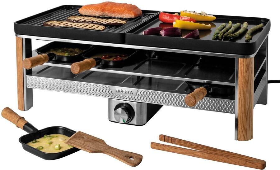 Boska Gourmet Pro – Gourmetstel voor 8 Personen – Met 2 Omkeerbare Grillplaten Rustlaag