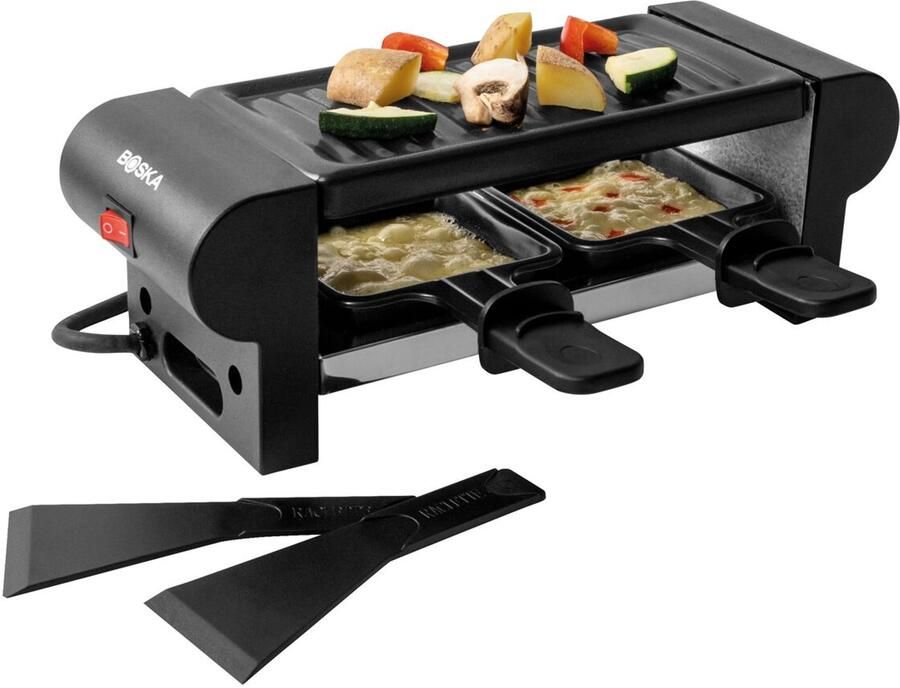 Boska Gourmet Raclette Mini 220V Voor Smelten en Grillen 2 Personen Zwart