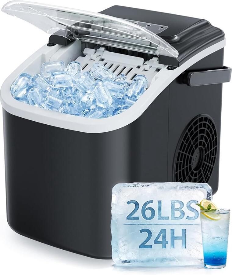 BOTC IJsblokjesmachine Geen vorst- 110w 1.3L IJsblokmaker Kleine & Grote IJsblokjes Zwart