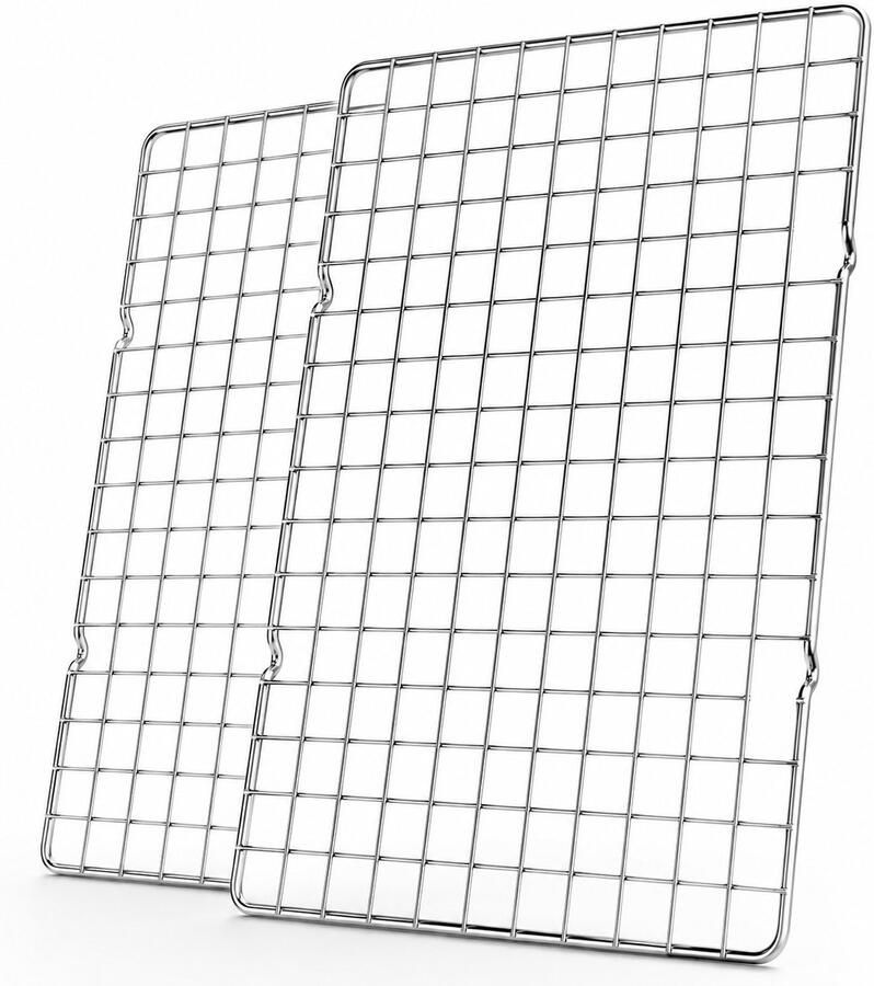 BOTC Ovenrooster 2 stuks 25x40 cm zwaar uitgevoerd RVS Draadrek voor bakken grillen en braden Oven- en Vaatwasserbestendig