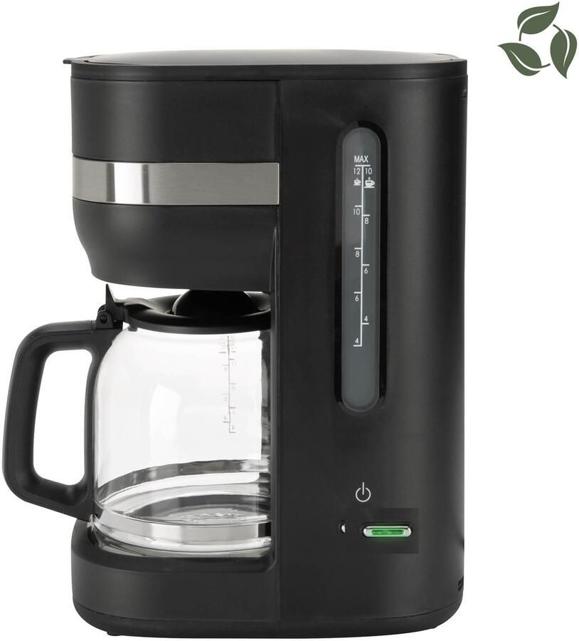 Bourgini Elements Koffiezetapparaat – 1 5L (10-12 Kopjes) Warmhoudplaat Automatische Uitschakeling Vaatwasserbestendig 50% Gerecycled Materiaal (GRS-gecertificeerd)