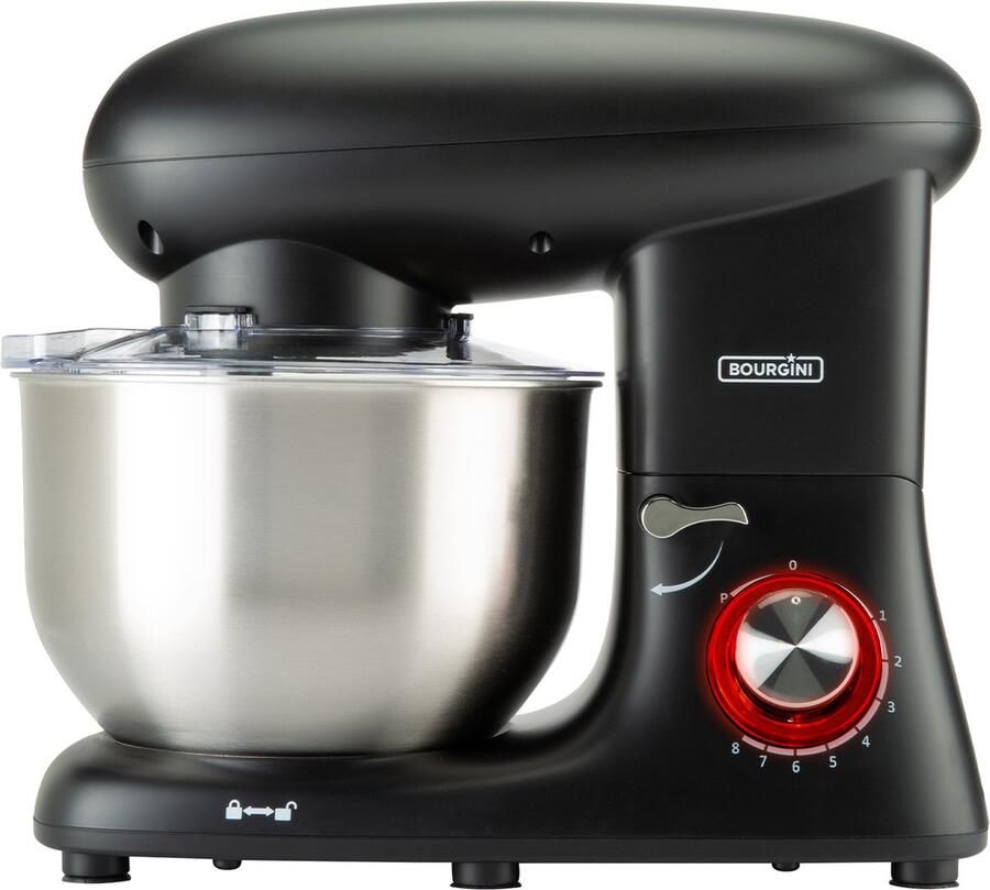 Bourgini Kitchen Chef Plus Keukenmachine 5.5L Mengkom 1400W Zwart Keukenmixer Keukenrobot
