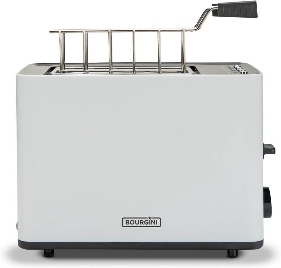 Bourgini Tosti Toaster met Bagelfunctie Broodrooster met Tostiklemmen Wit- Matte Finish Extra brede sleuf geschikt voor 2 tosti's