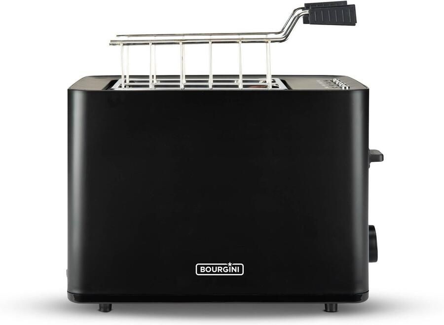Bourgini Tosti Toaster met Bagelfunctie Broodrooster met Tostiklemmen Zwart Matte Finish Extra brede sleuf geschikt voor 2 tosti's