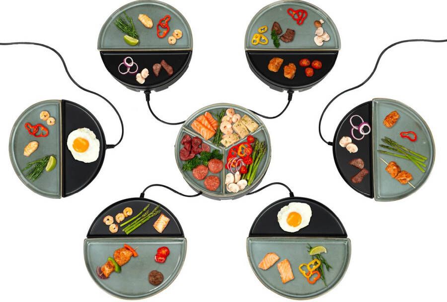 Bourgini Chef's Dinner Party Gourmetstel – Glazed Grey – 6 Personen – Bakplaat – Volledig Vaatwasserbestendig – PFAS-vrij