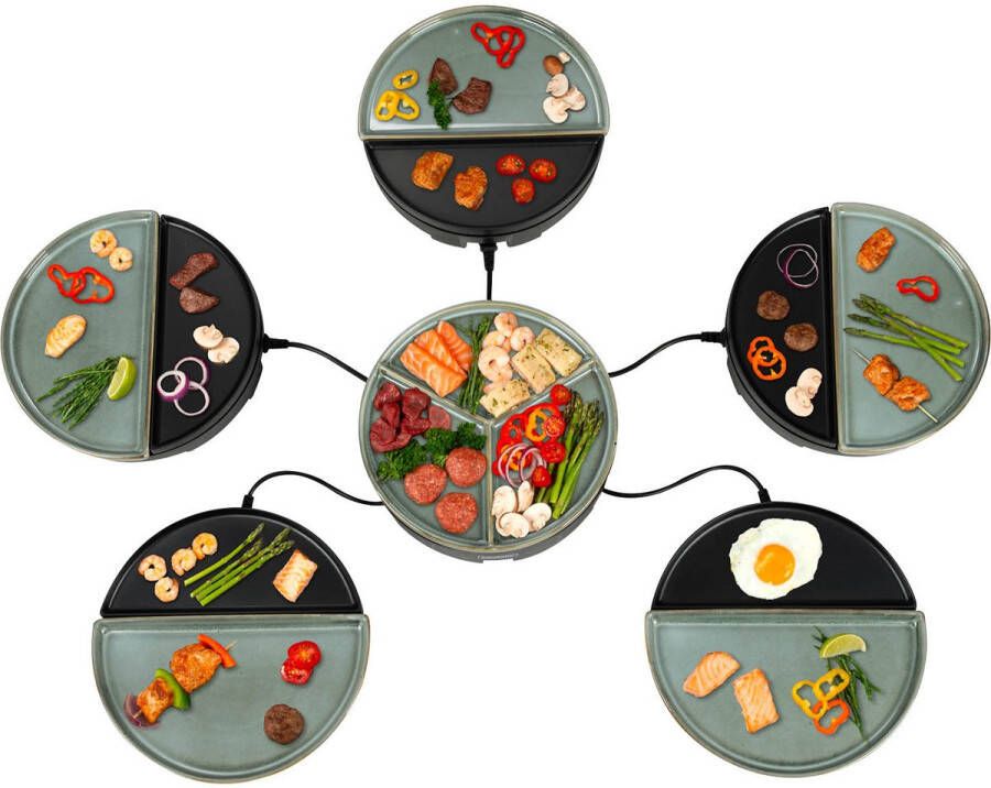 Bourgini Chef's Dinnerparty Gourmetstel Glazed Grey – 5 Personen – Bakplaat – Volledig Vaatwasserbestendig – PFAS-vrij