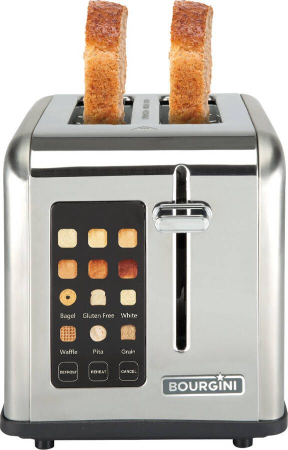 Bourgini Digital Toaster Broodrooster met touchscreen digital display 6 warmteniveaus 2 extra brede broodsleuven