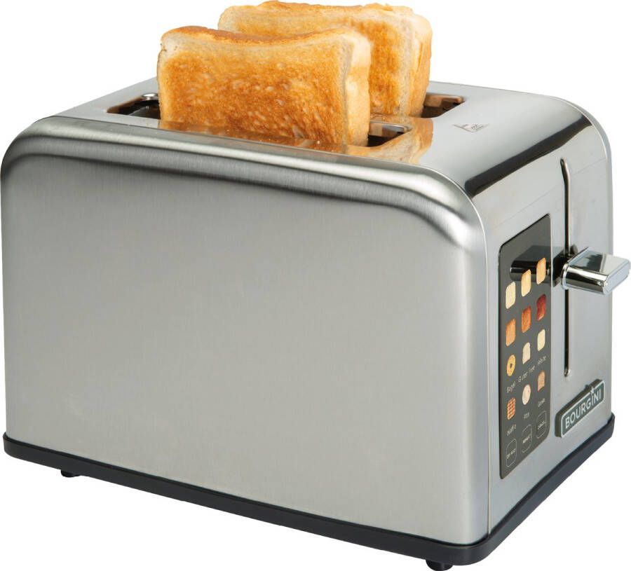 Bourgini Digital Toaster Broodrooster met touchscreen digital display 6 warmteniveaus 2 extra brede broodsleuven