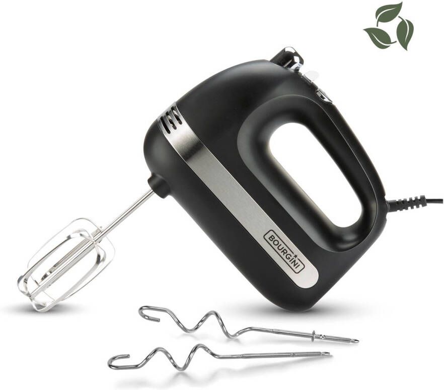 Bourgini Elements Hand Mixer 5 snelheden met Turbo RVS accessoires 400W vermogen GRS gecertificeerd gerecyclede materialen