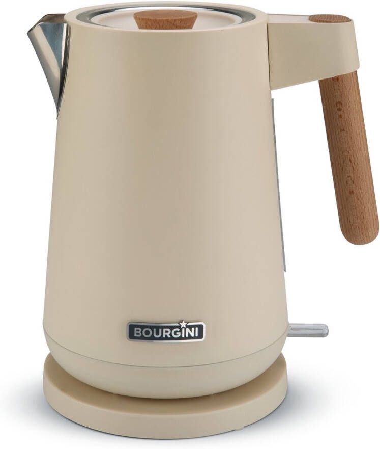 Bourgini Harmony Waterkoker RVS Creme met echte beukenhouten elementen 1.7L Licht ontwerp - Foto 2