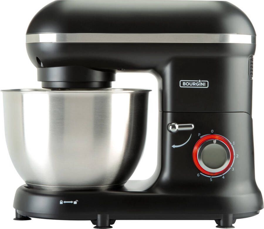 Bourgini Classic Kitchen Chef Keukenmachine 4.5L Mengkom Keukenmixer Keukenrobot 1300W- Zwart - Foto 3