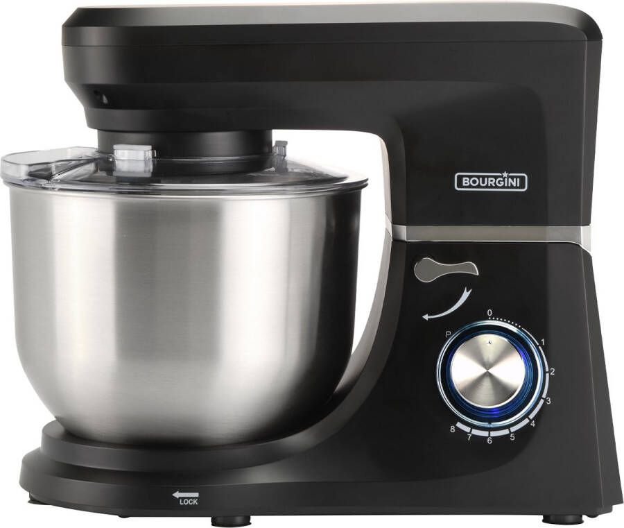 Bourgini Master Kitchen Chef Keukenmachine 6 2L Mengkom 1300W Zwart Keukenrobot Keukenmixer