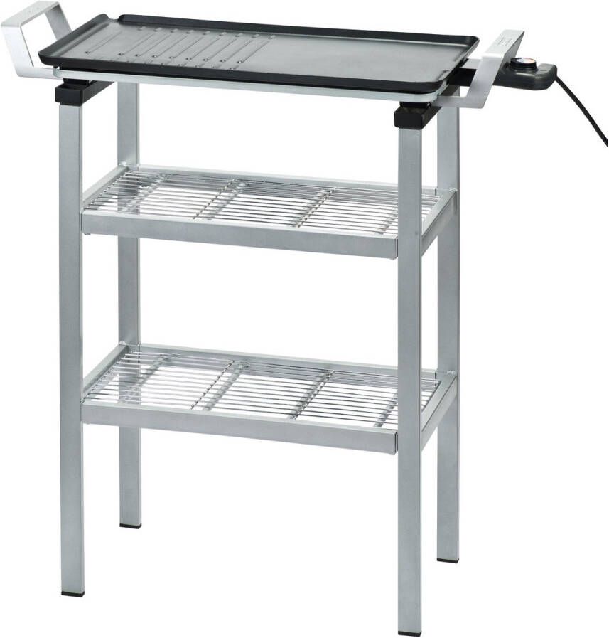 Bourgini Multi plate Bak Grill apparaat met onderstel 56x30 cm BBQ Teppanyaki bakplaat ook voor binnen op tafel Anti-aanbaklaag