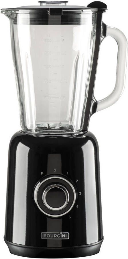 Bourgini Retro Blender 5 snelheden en pulsfunctie 1 75 Liter Blender Smoothie 500 Watt Zwart