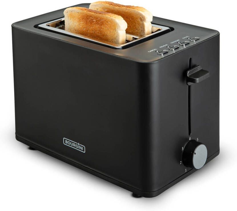 Bourgini Tosti Toaster met Bagelfunctie Broodrooster met Tostiklemmen Zwart Matte Finish Extra brede sleuf geschikt voor 2 tosti's