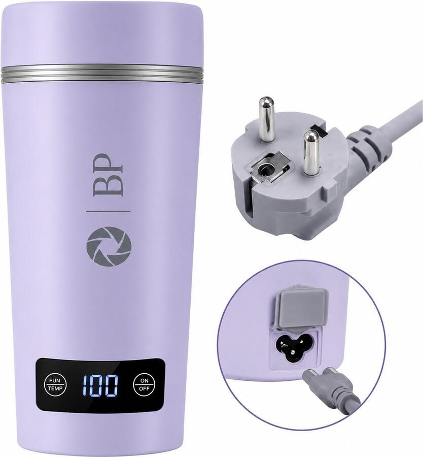 BP Draagbare Waterkoker Mini Waterkoker Kleine Waterkoker Reis Waterkoker Camping Waterkoker Met Temperatuurregeling Roestvrij Staal Paars