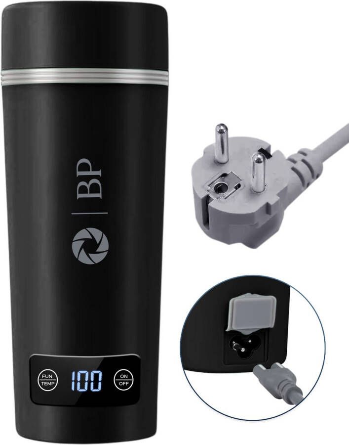 BP Draagbare Waterkoker Mini Waterkoker Kleine Waterkoker Reis Waterkoker Camping Waterkoker Met Temperatuurregeling Roestvrij Staal Zwart