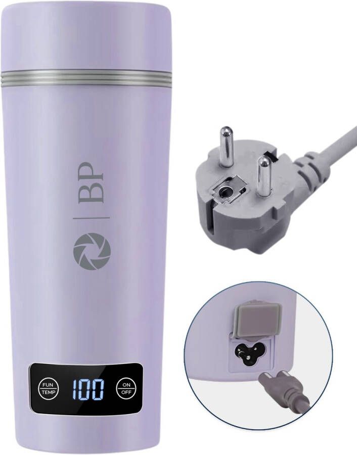 BP Draagbare Waterkoker Mini Waterkoker Kleine Waterkoker Reis Waterkoker Camping Waterkoker Met Temperatuurregeling Roestvrij Staal Paars