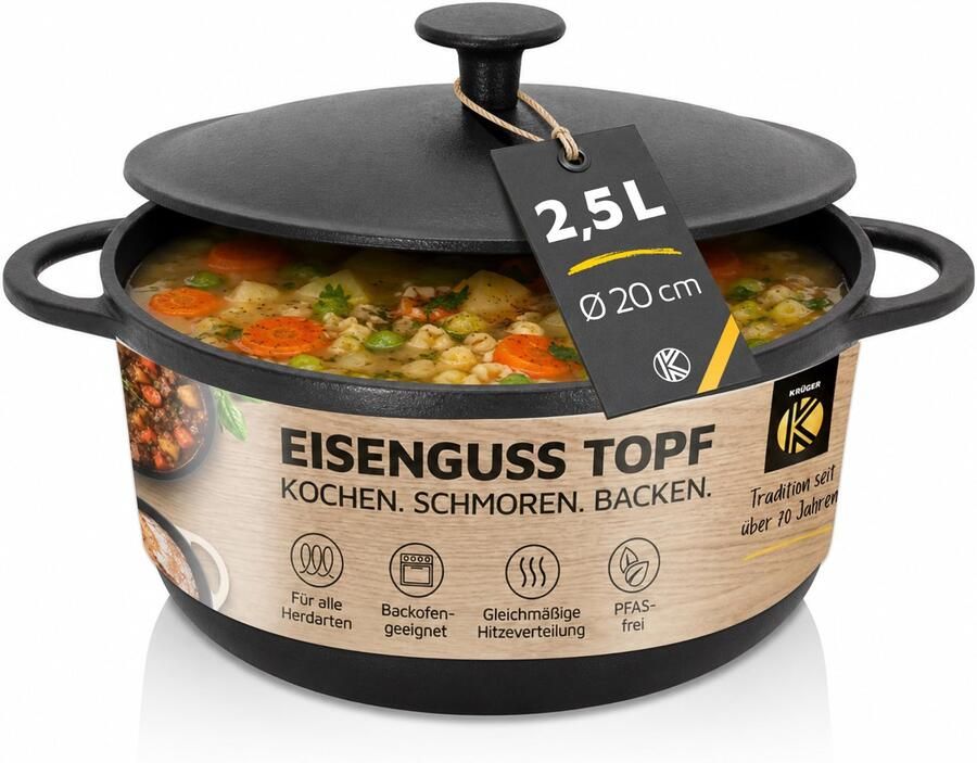 Braadpan Gietijzer 2 5 liter Zwart