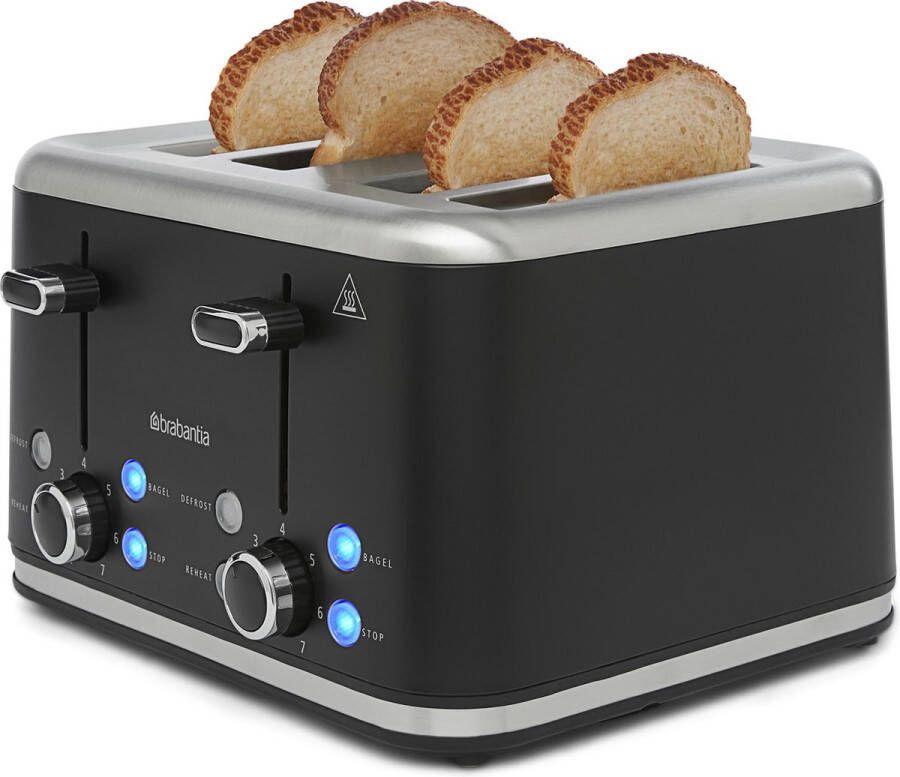 Brabantia BBEK1031NMB Broodrooster 4 Extra Brede Sleuven RVS Aluminium 1800 Watt Zwart - Foto 2