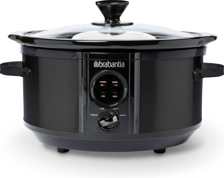 Brabantia BBEK1081MB Slowcooker 3.5 Liter 180 Watt Warmhoudfunctie Keramische Binnenpan Zwart
