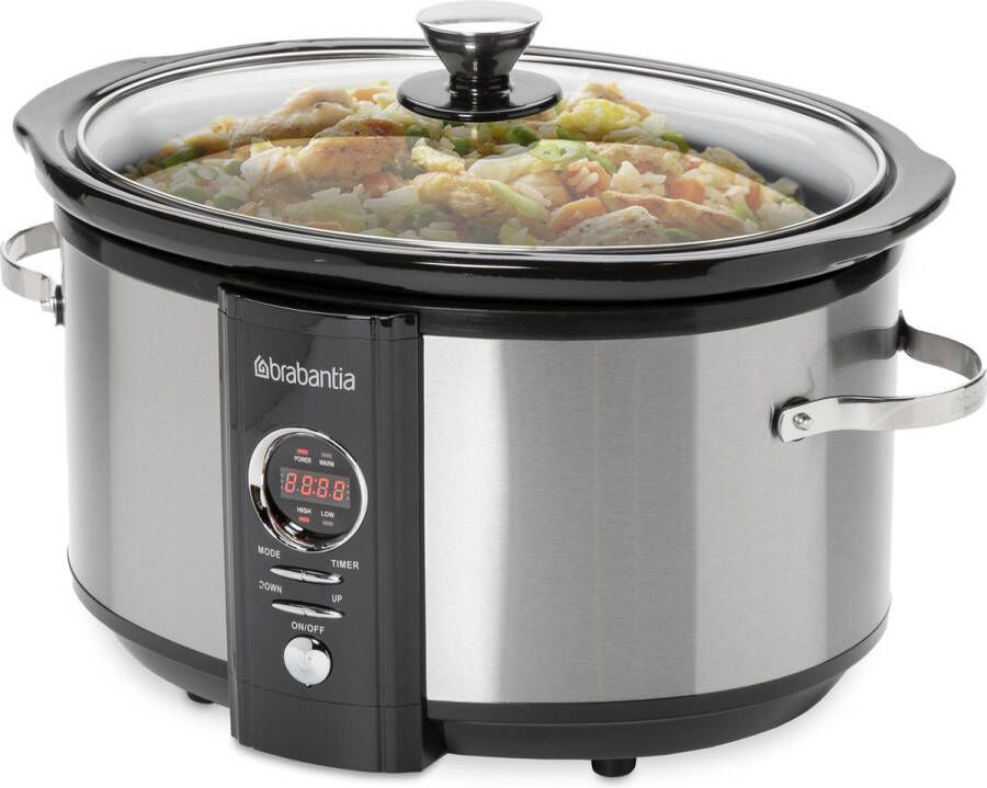 Brabantia BBEK1083 Slowcooker 6.5 Liter 320 Watt Warmhoudfunctie Keramische Binnenpan RVS - Foto 2