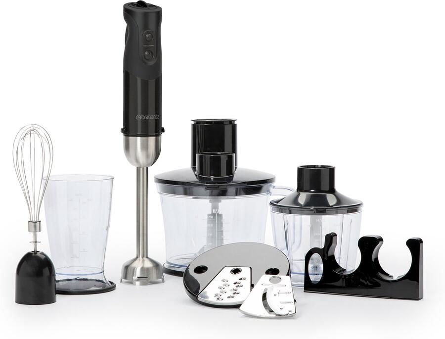 Brabantia BBEK1063MB Staafmixer set Hakmolen Garde 1000 Watt 8 snelheden Zwart