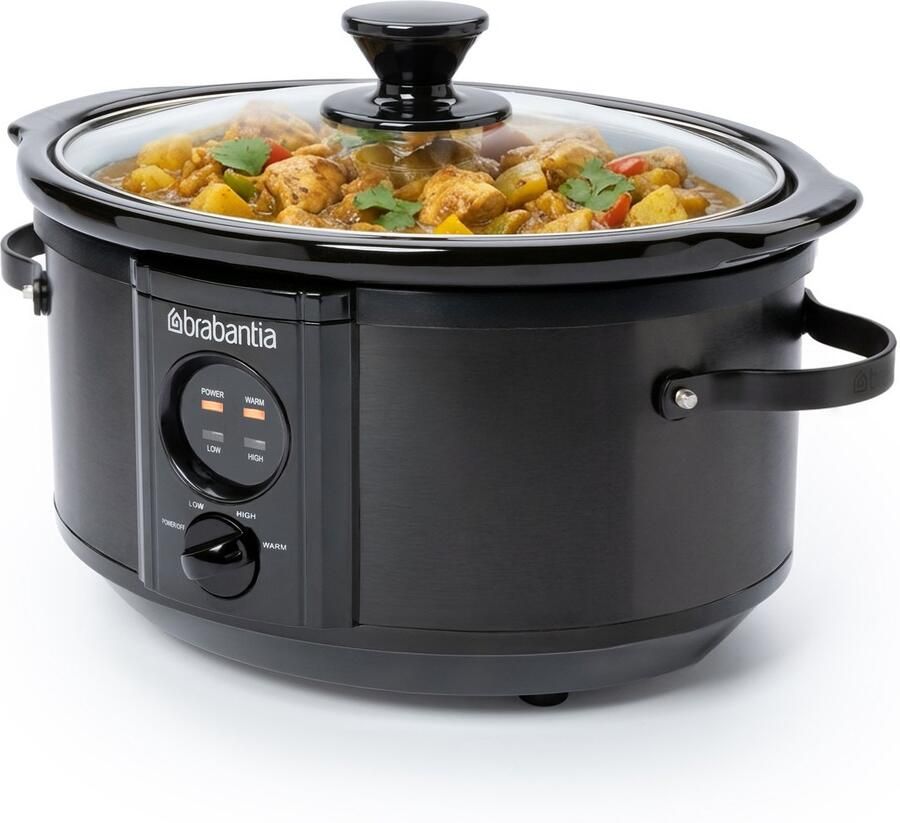 Brabantia BBEK1081MB Slowcooker 3.5 Liter 180 Watt Warmhoudfunctie Keramische Binnenpan Zwart