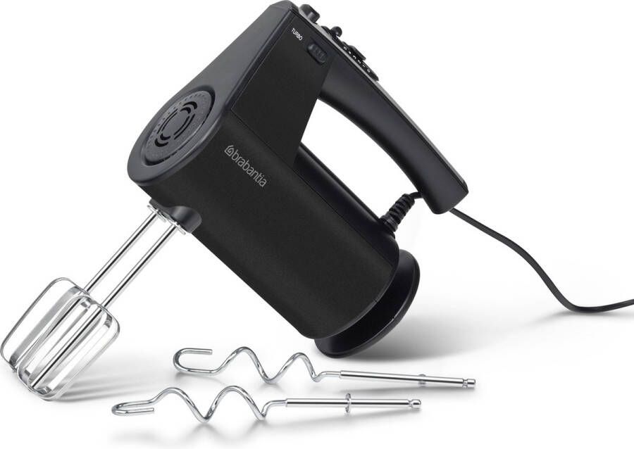 Brabantia Handmixer 10 snelheden en Turbofunctie Mixer met Deeghaken Gardes Krachtig en Compact Zwart