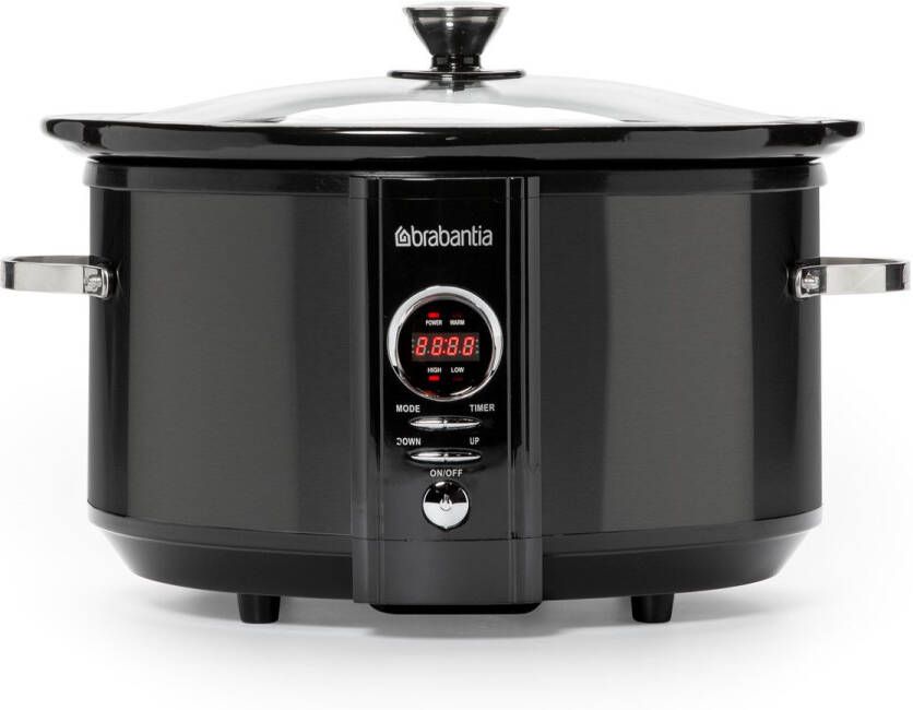Brabantia Slowcooker 6.5 Liter 320 Watt Warmhoudfunctie Keramische Binnenpan Zwart BBEK1083MB