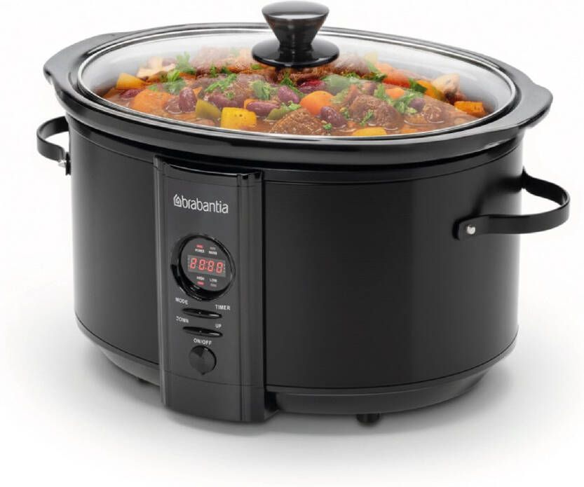 Brabantia Slowcooker 6.5 Liter 320 Watt Warmhoudfunctie Keramische Binnenpan Zwart BBEK1083MB - Foto 2
