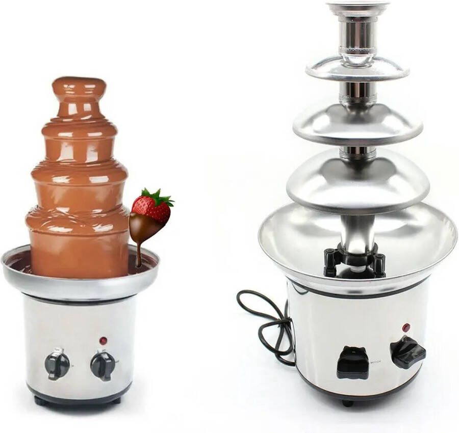 Bramboo Chocolade fontein Kerst Feestdagen 4-laags Fondue Verwarming Instelbare temperatuur Makkelijk schoonmaken RVS 170 W 2 kg 21.5 x 46 cm