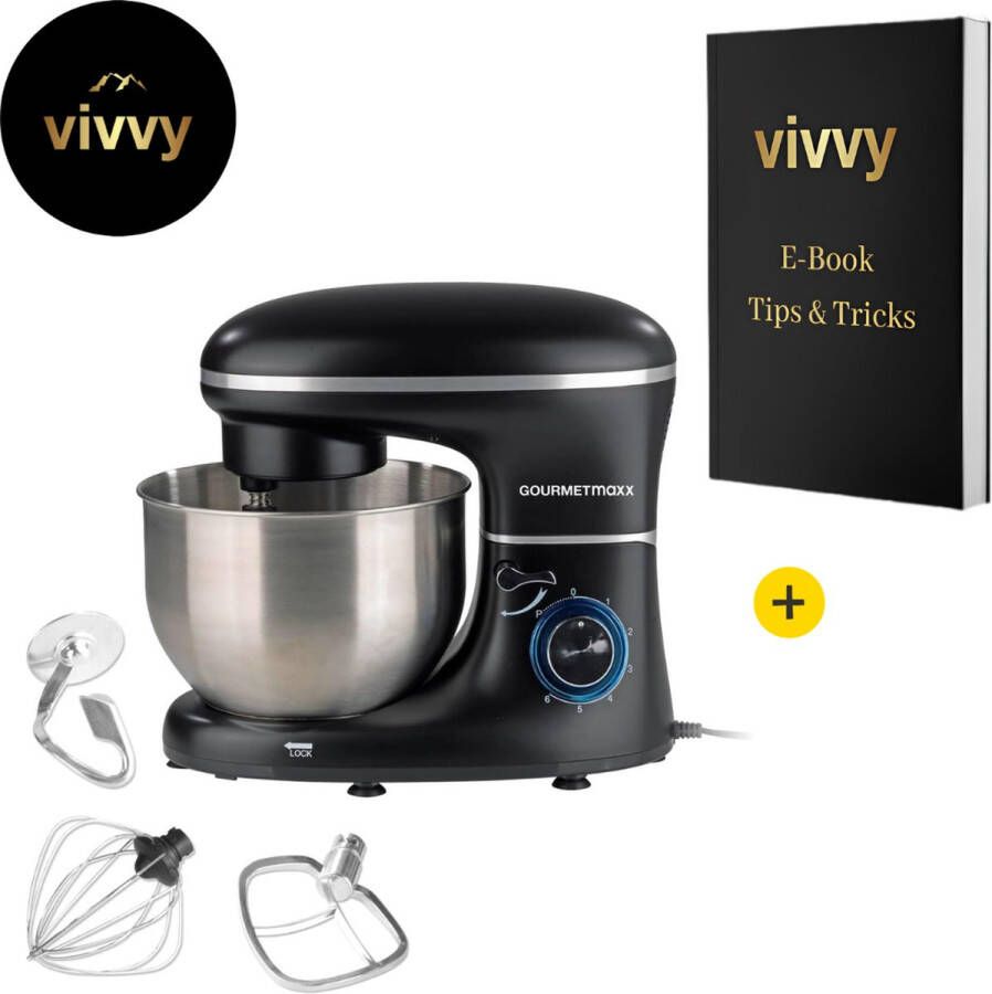 Brand Chain GmbH Mixer Met Mengkom Multifunctioneel Keukenmixer Met Mengkom 2 In 1 Deegmachine Met Garde & Haken 100% Tevredenheidsgarantie 250W 6 Snelheden 5 Liter - Foto 2