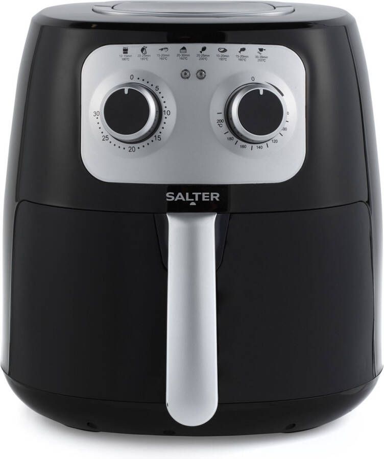 Brand Salter 4.2L handmatige heteluchtfriteuse olievrije multicooker heteluchtcirculatie verwijderbaar kookrek met antiaanbaklaag instelbare temperatuur timer van 30 minuten vlees vis groenten 1300W